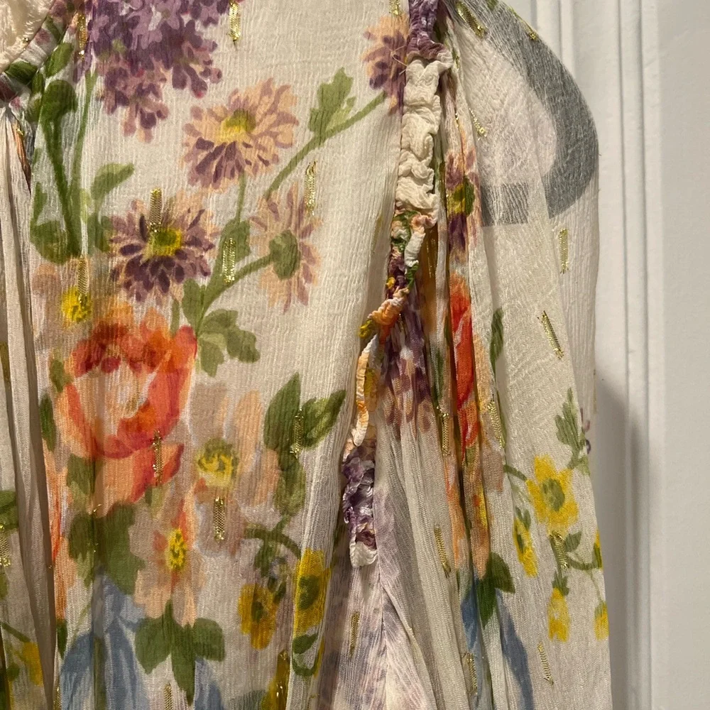 Needle & Thread Floral Diamond Chiffon Dress in Champagne - Picture 11 of 11